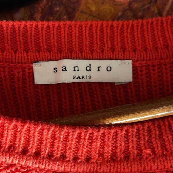 Beautiful Sandro Paris red cable knot cropped sweater. - Picture 4 of 8